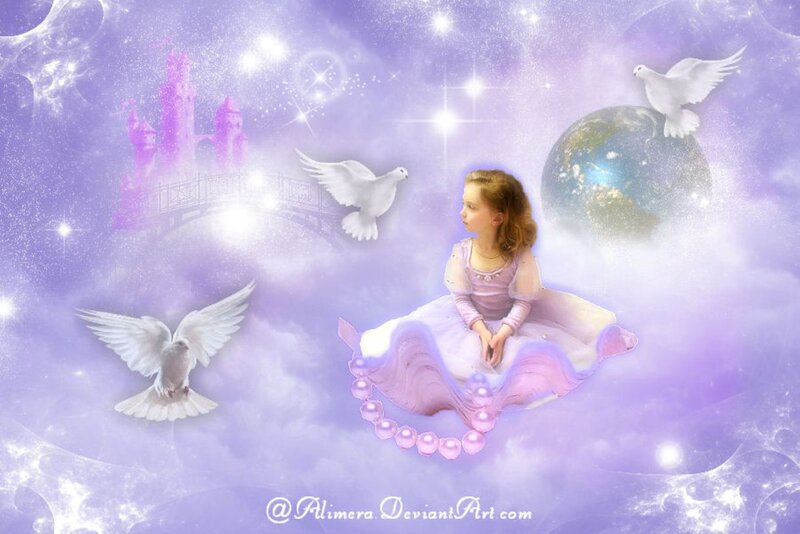 Girl in Pink Dress — Purple, Dreamy