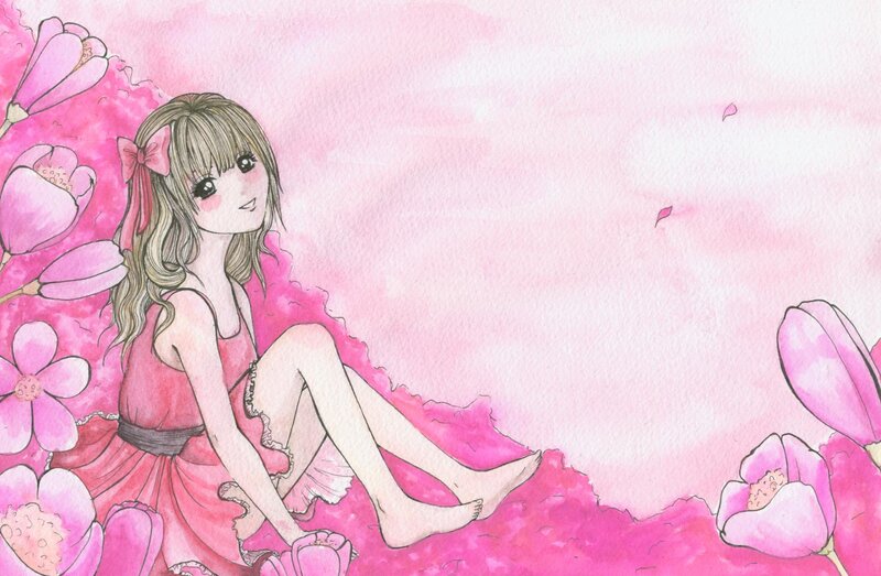 Girl in Pink Dress — Serene, Spring