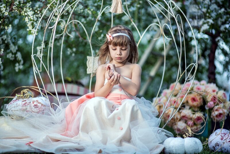 Girl in Pink Dress — White