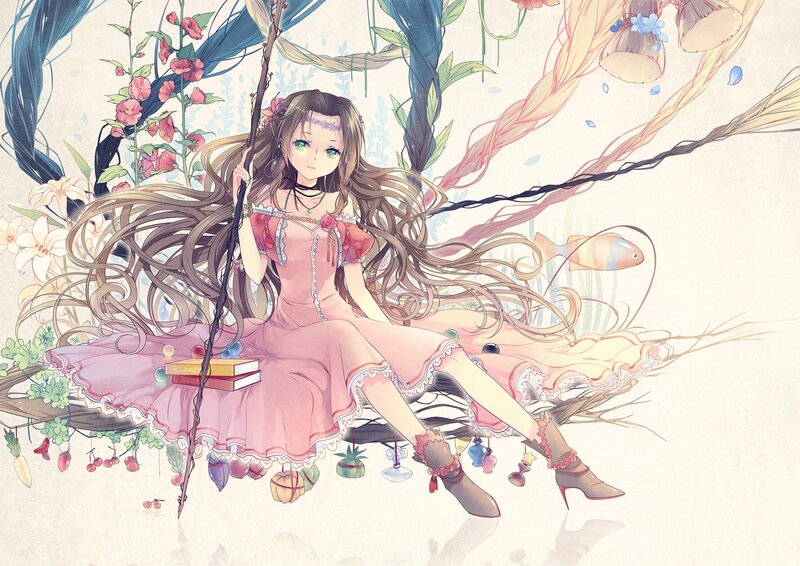 girl in pink dress with flowers