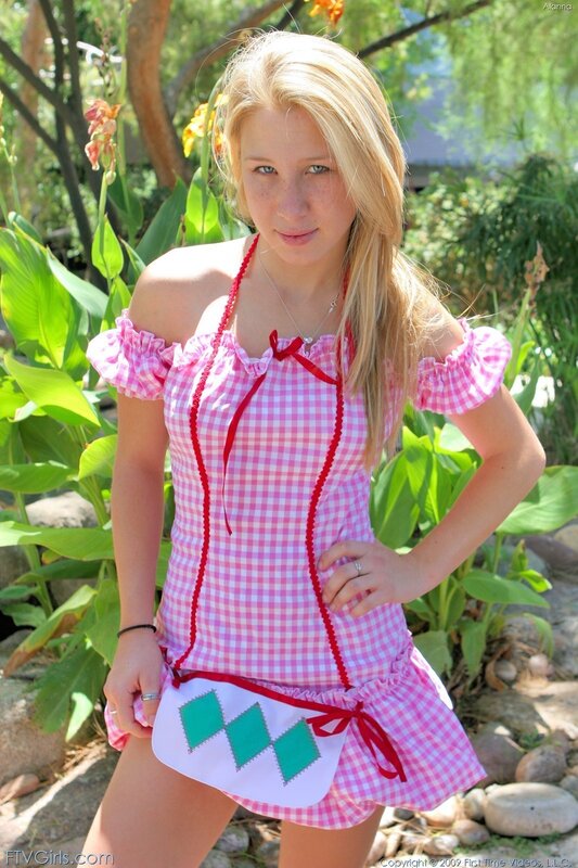 girl in pink gingham dress