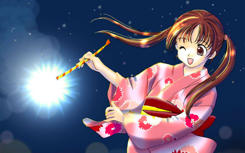 Girl in Pink Kimono — Festive