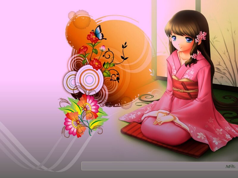 Girl in Pink Kimono