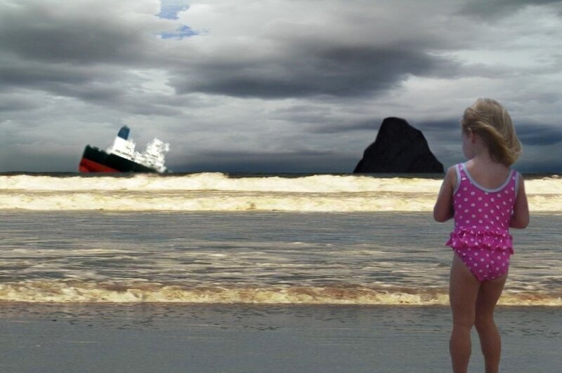 Girl in Pink Swimsuit — Gray