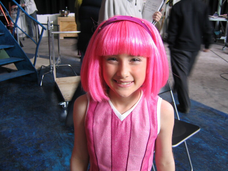 girl in pink wig costume