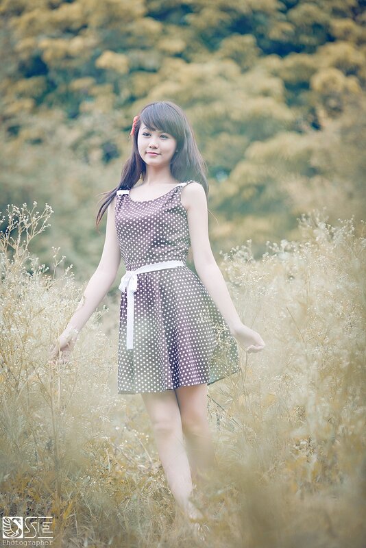 Girl in polka dot dress