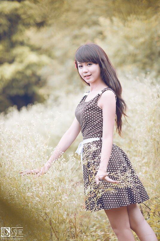 Girl in polka dot dress