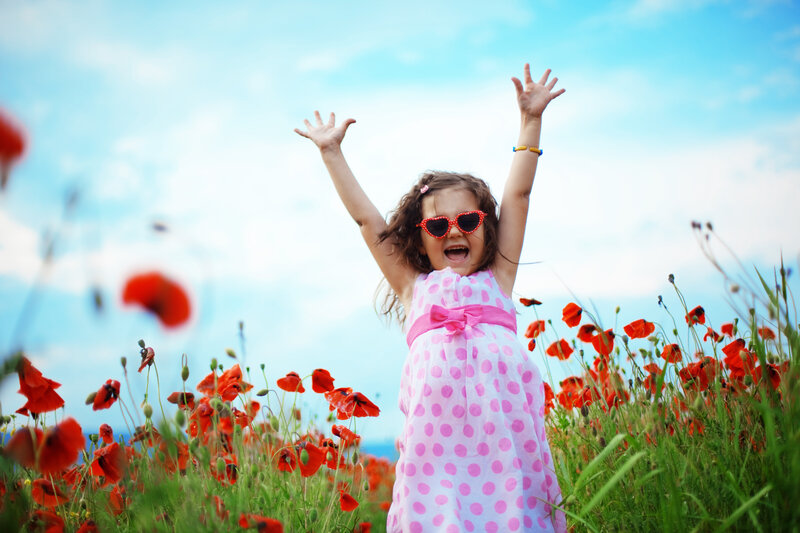 Girl in Poppy Field — Red, Joyful