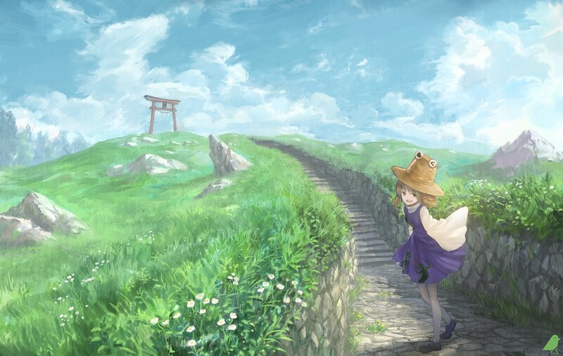 Girl in Purple Dress — Green, Serene