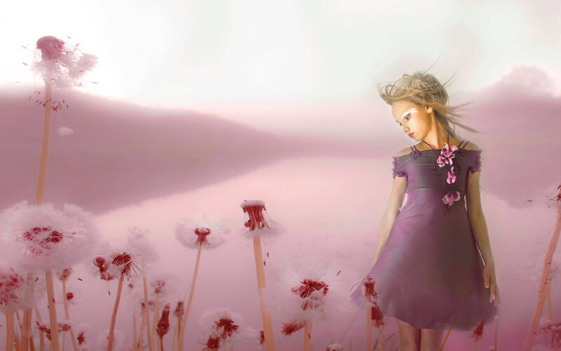 Girl in Purple Dress — Pink, Dreamy