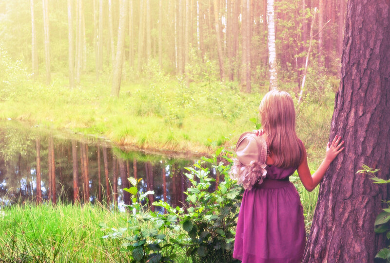 Girl in Purple Dress — Serene, Morning