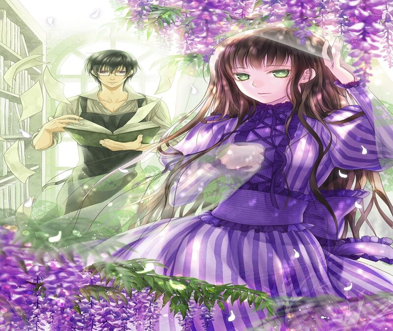 Girl in Purple Dress — Serene, Spring, Anime