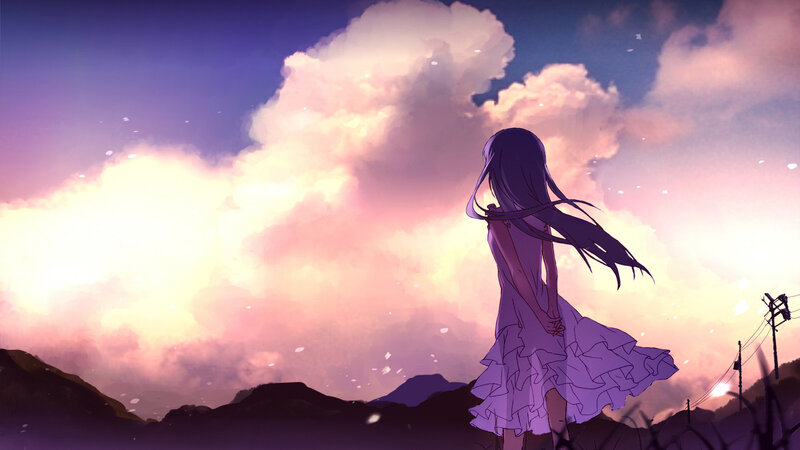Girl in Purple Dress — Serene, Sunset