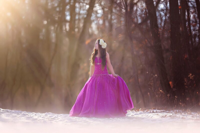 Girl in Purple Dress — Serene, Winter