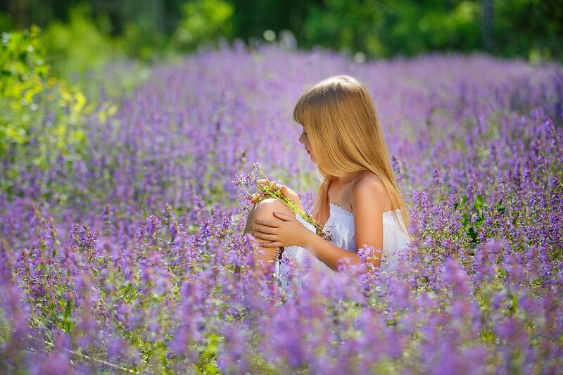 Girl in Purple Field