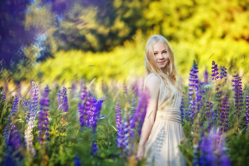 Girl in Purple Flowers — Serene