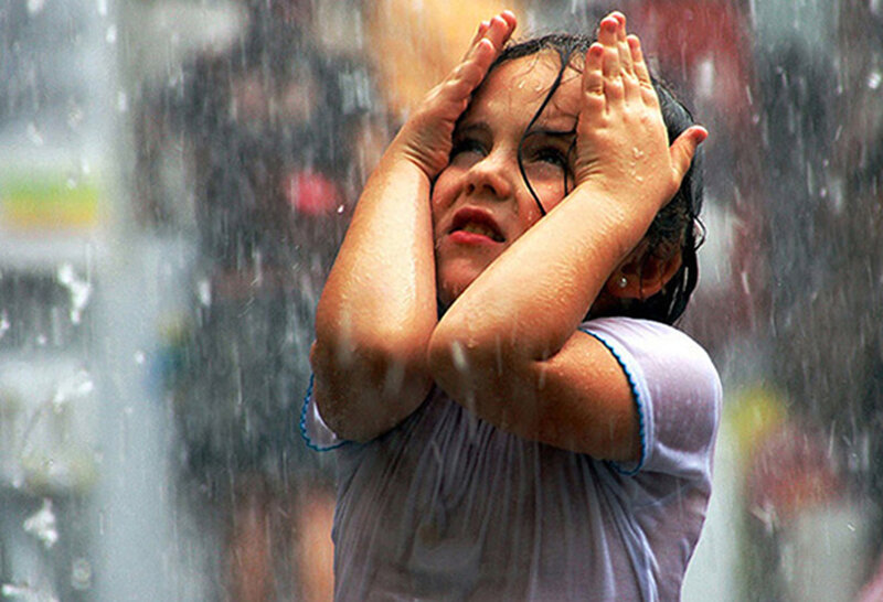 Girl in Rain — Gray