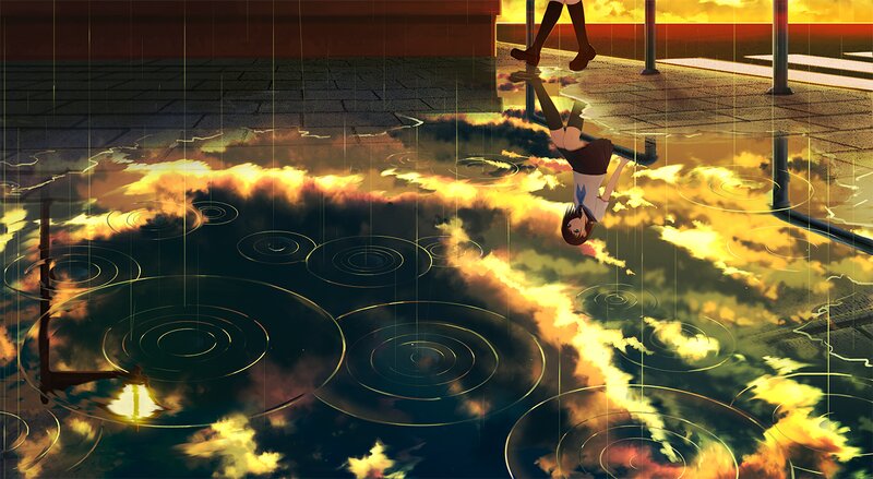 Girl in Rain Puddle — Yellow
