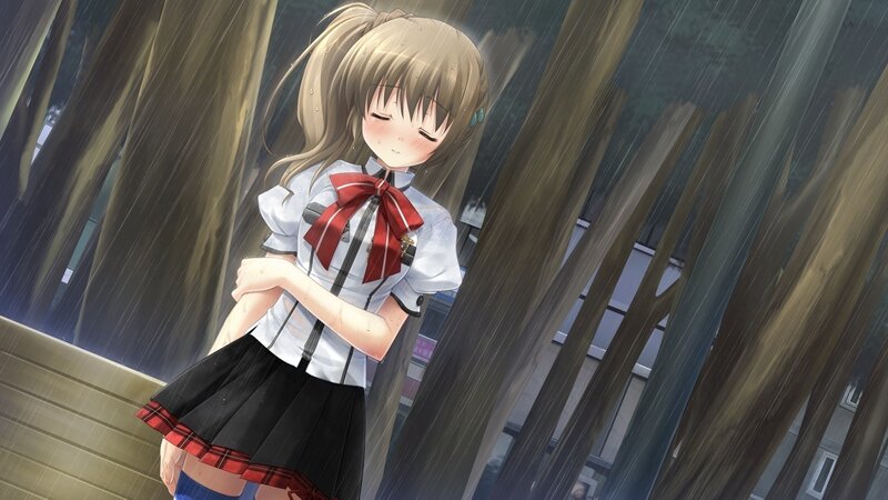 girl in rain with closed eyes