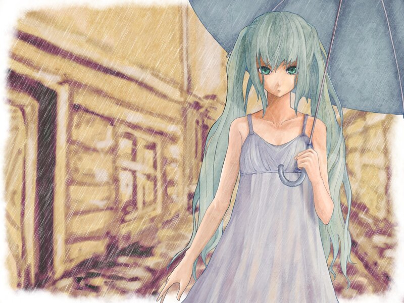 girl in rain with umbrella
