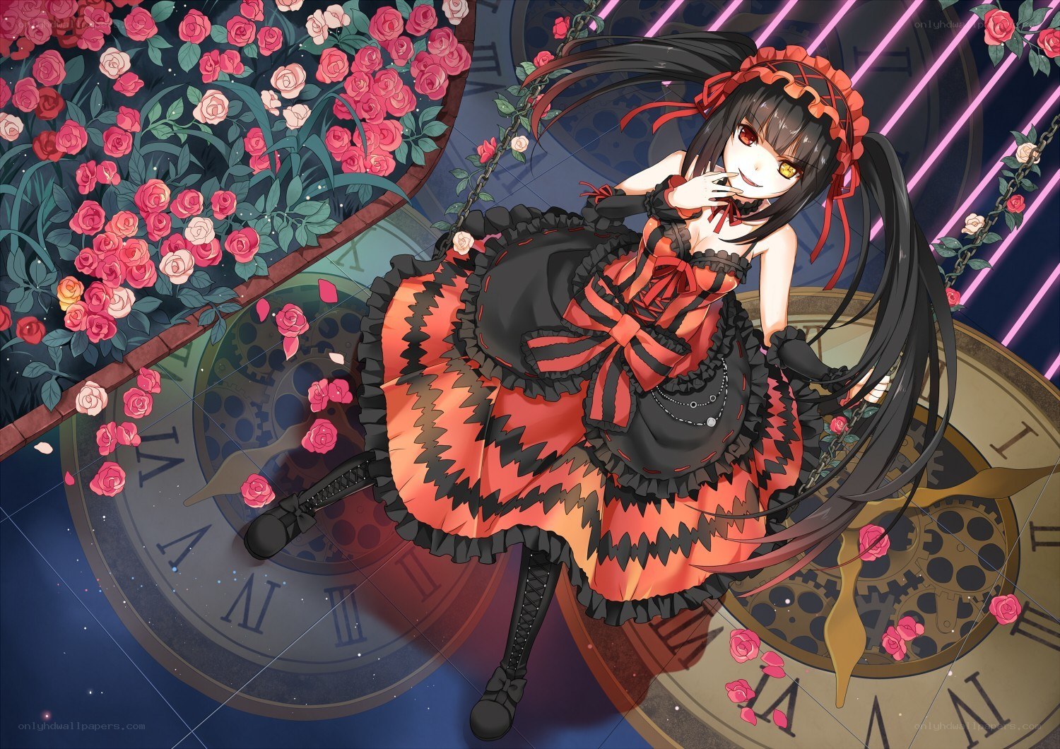 girl in red and black dress