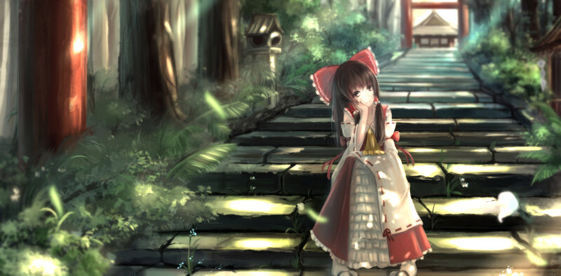 Girl in Red and White Dress — Green