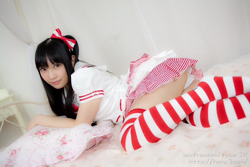 girl in red and white outfit