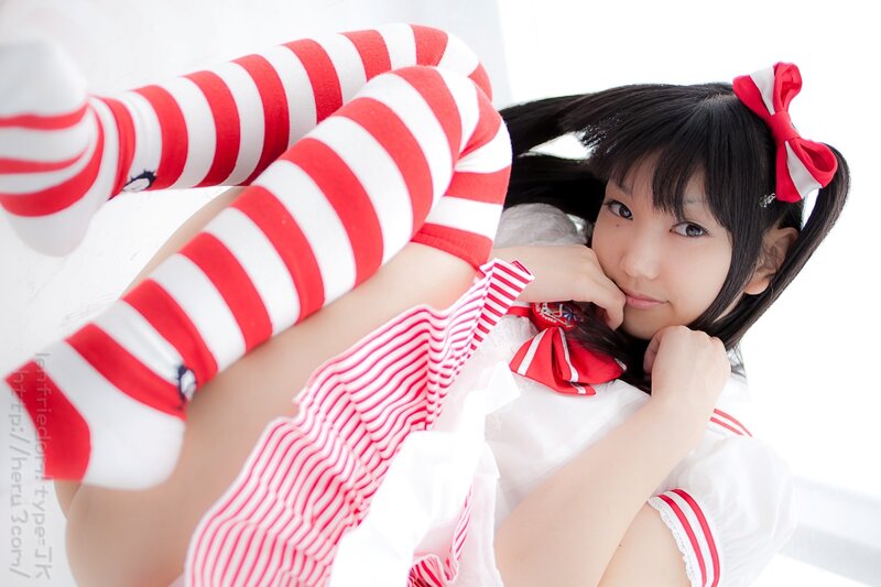 girl in red and white striped socks