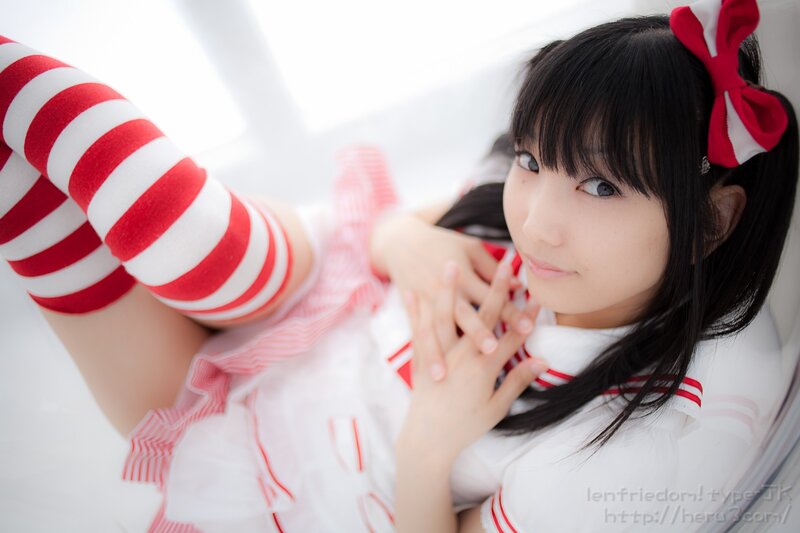 girl in red and white striped socks