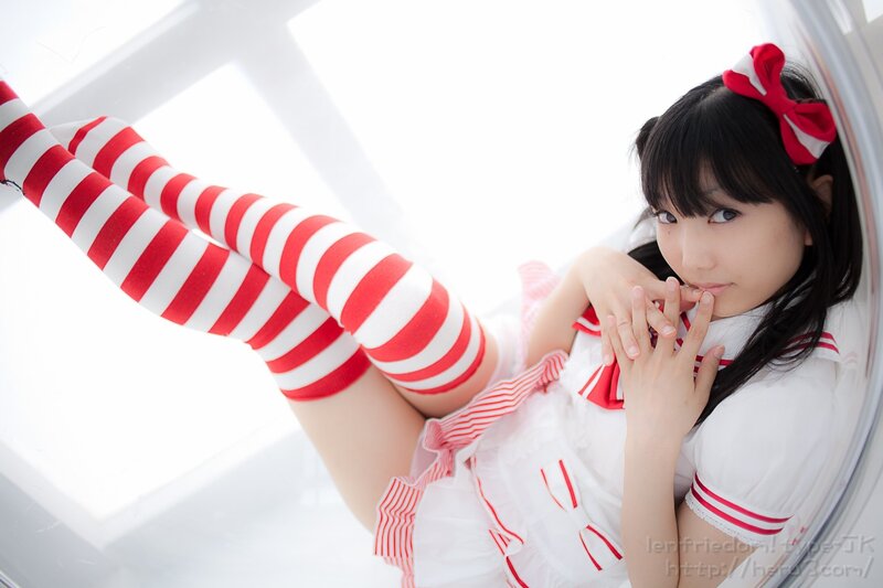 girl in red and white striped socks