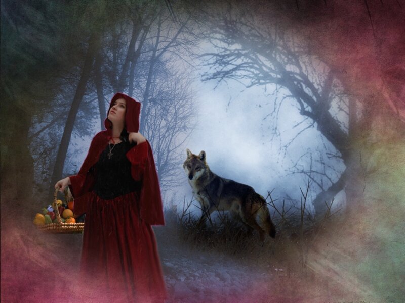 Girl in Red Cloak — Dramatic, Night, Digital Art