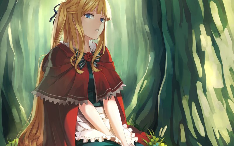 girl in red cloak forest