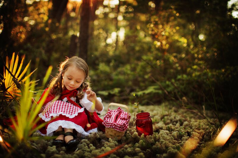 Girl in Red Cloak — Serene, Sunset