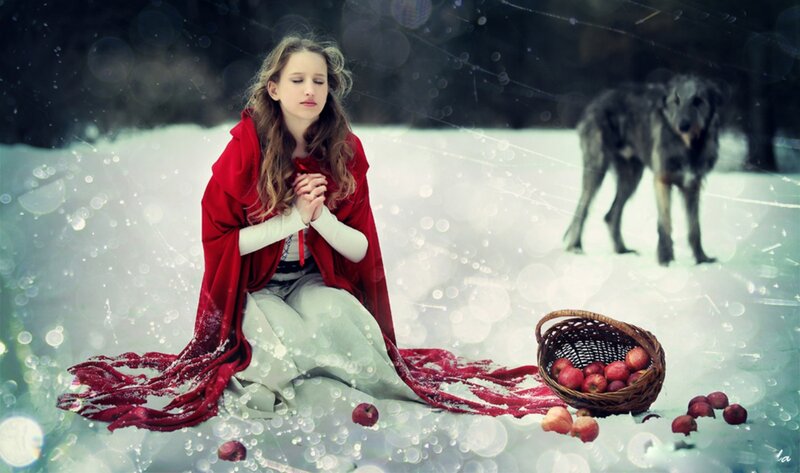 Girl in Red Cloak — Serene, Winter
