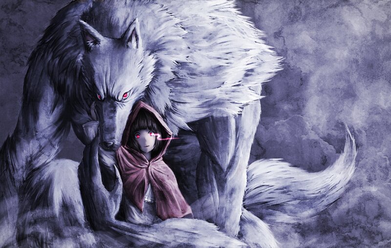Girl in Red Cloak with Wolf — Purple
