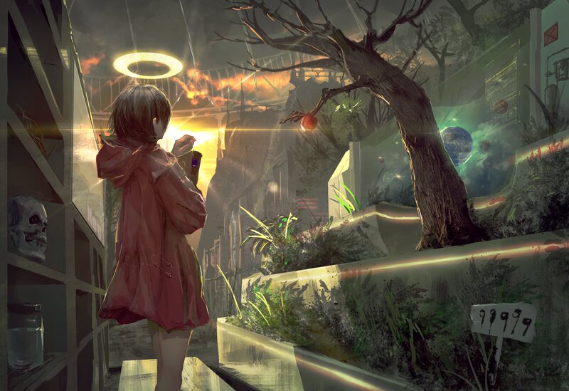 Girl in Red Coat — Dramatic, Sunset