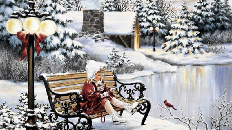 Girl in Red Coat — White