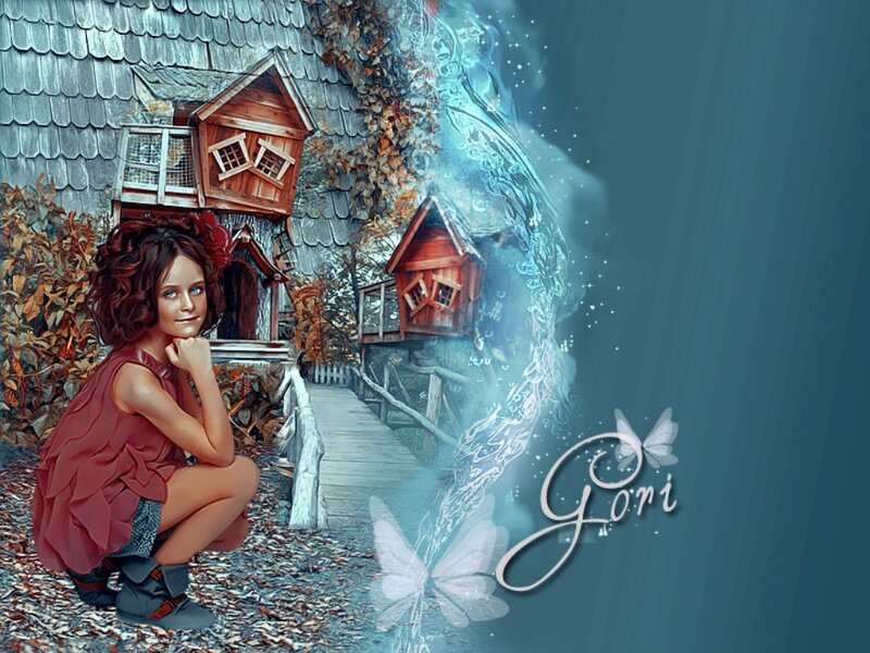 Girl in Red Dress — Blue, Fantasy