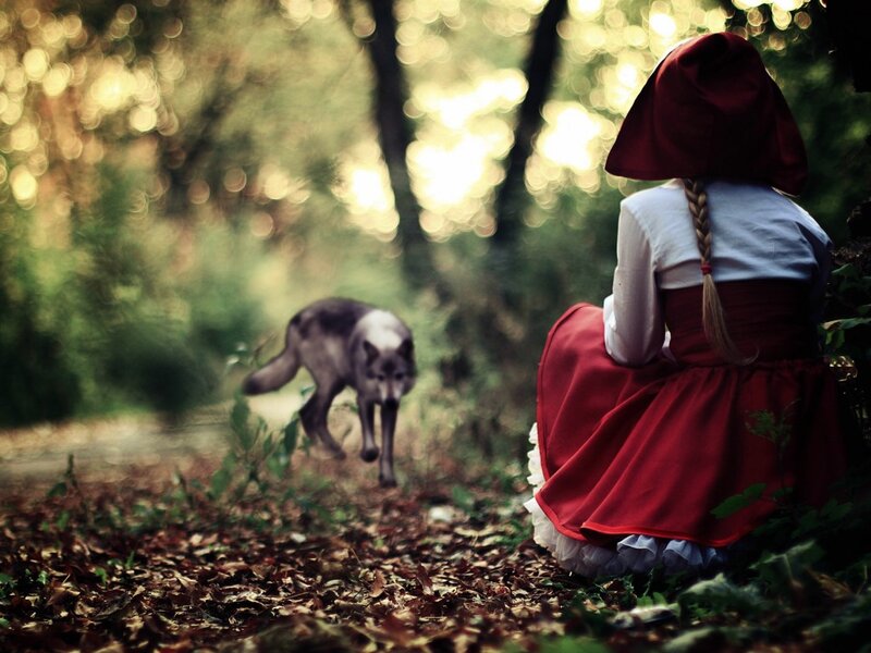 Girl in Red Dress — Dramatic, Afternoon, Photograph