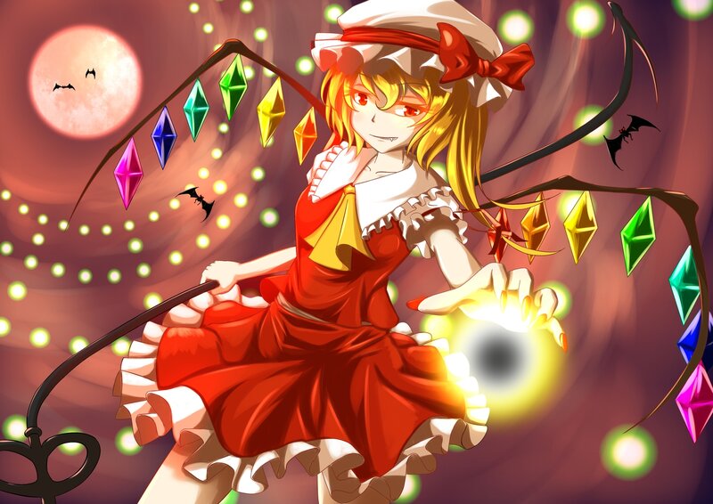 Girl in Red Dress — Dramatic, Night, Anime, Moon