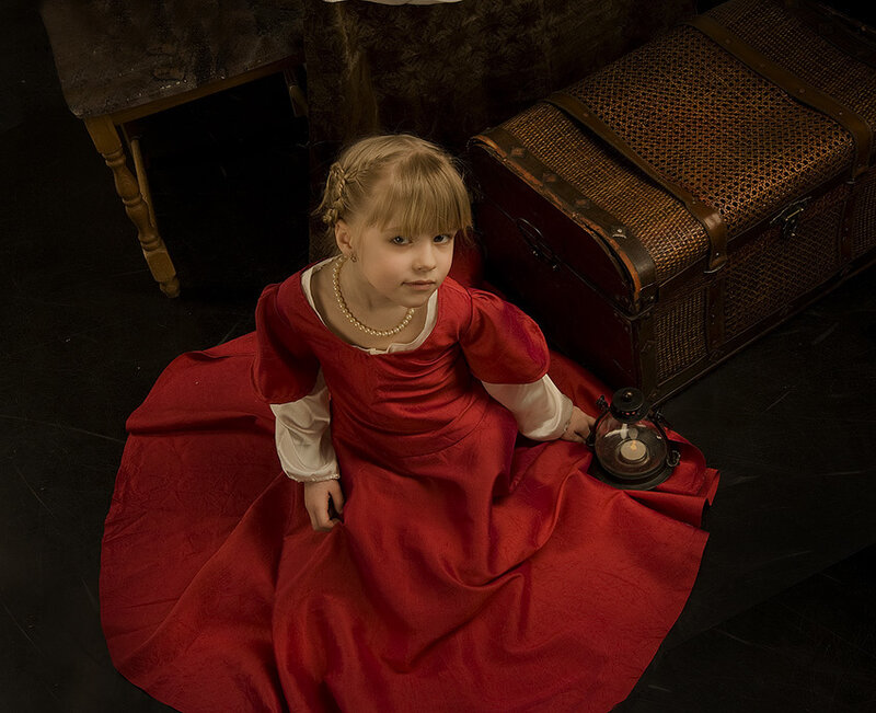 Girl in Red Dress — Dramatic, Night