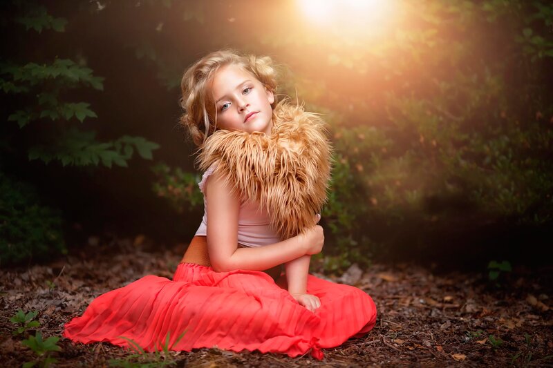 Girl in Red Dress — Dramatic, Sunset