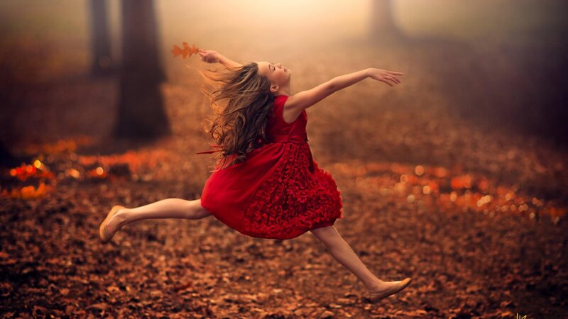 Girl in Red Dress — Dreamy, Autumn