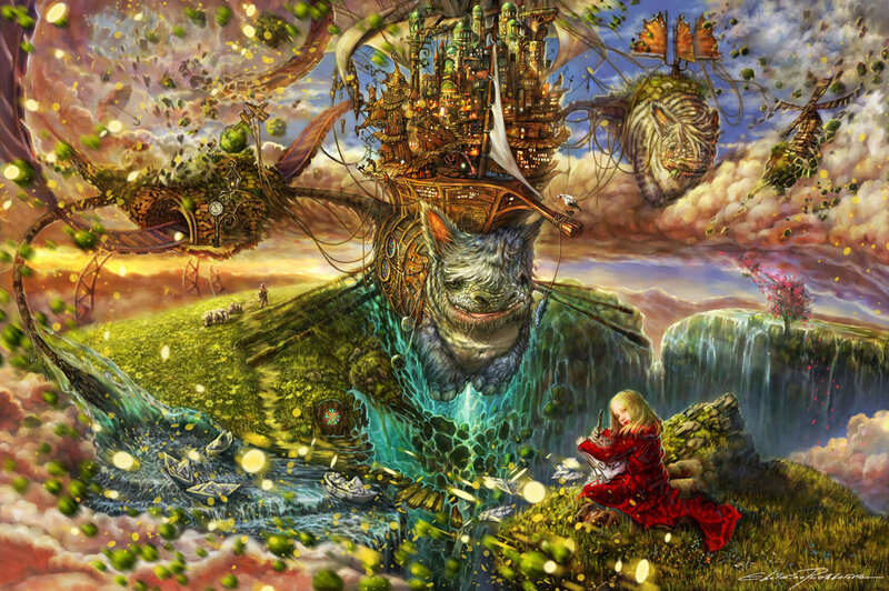 Girl in Red Dress — Green, Fantastical
