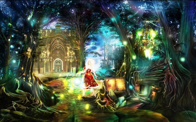 Girl in Red Dress — Green, Magical