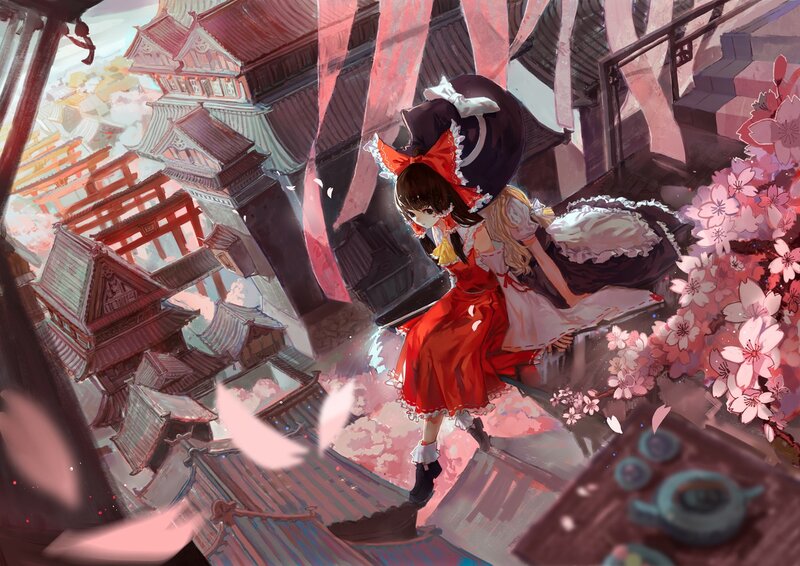 Girl in red dress on a rooftop