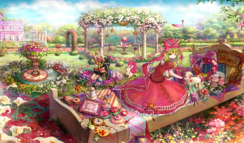 Girl in Red Dress — Pink, Whimsical, Afternoon