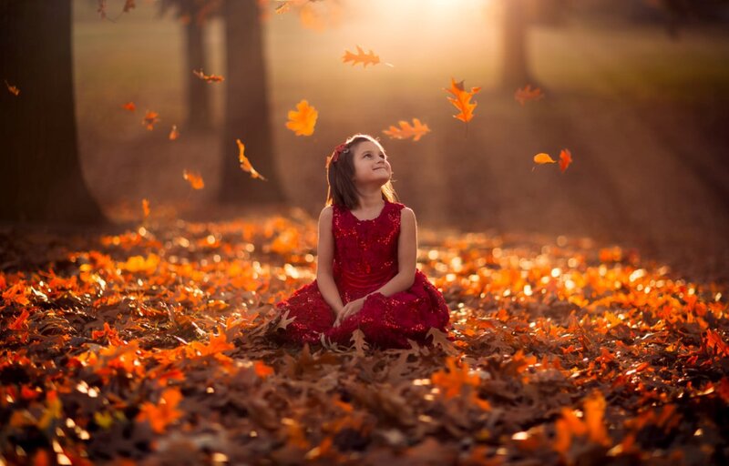Girl in Red Dress — Serene, Autumn