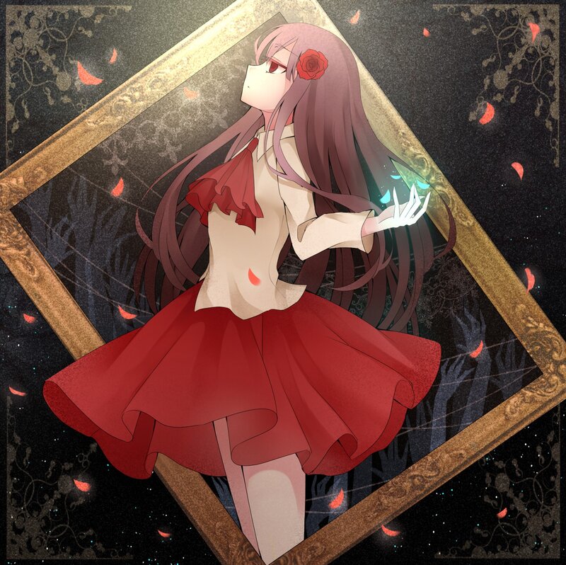 girl in red dress with rose