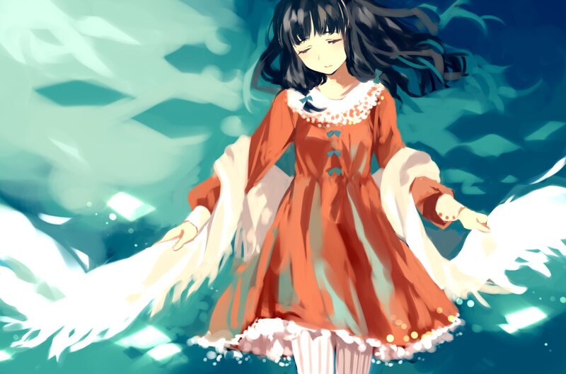 girl in red dress with wings